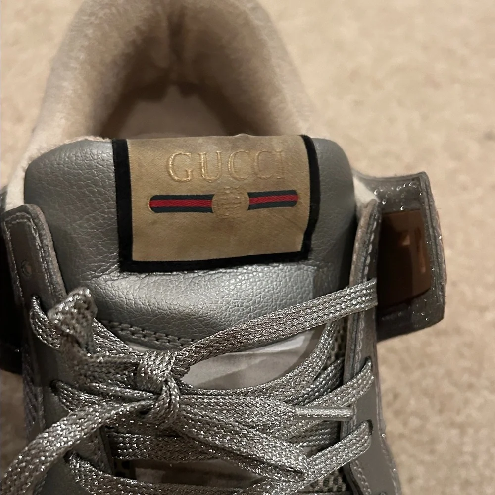 Gucci Ultra Pace Glitter Extravagent Silver and Gray Lightup Sneakers